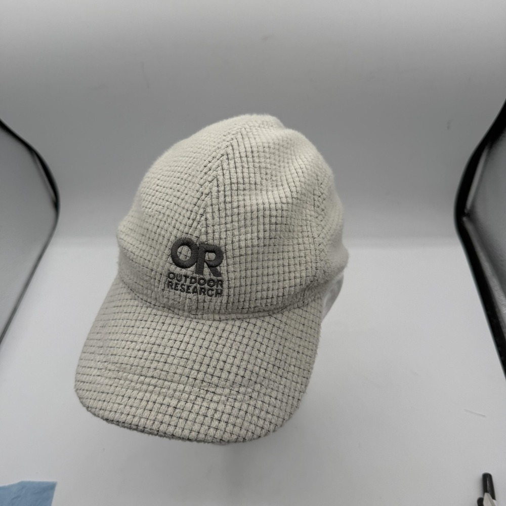 Outdoor Research Fleece Hat Cap Strap Back White Grid Check One Size Winter Mens - Picture 6 of 9